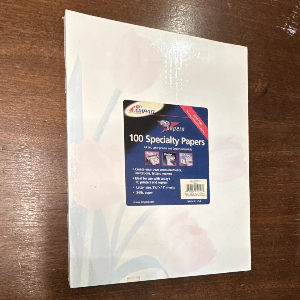 Lot of 2 Ampad PC Papers Tulips Specialty Acid-Free Paper 8.5x11 24lb 200 Sheets